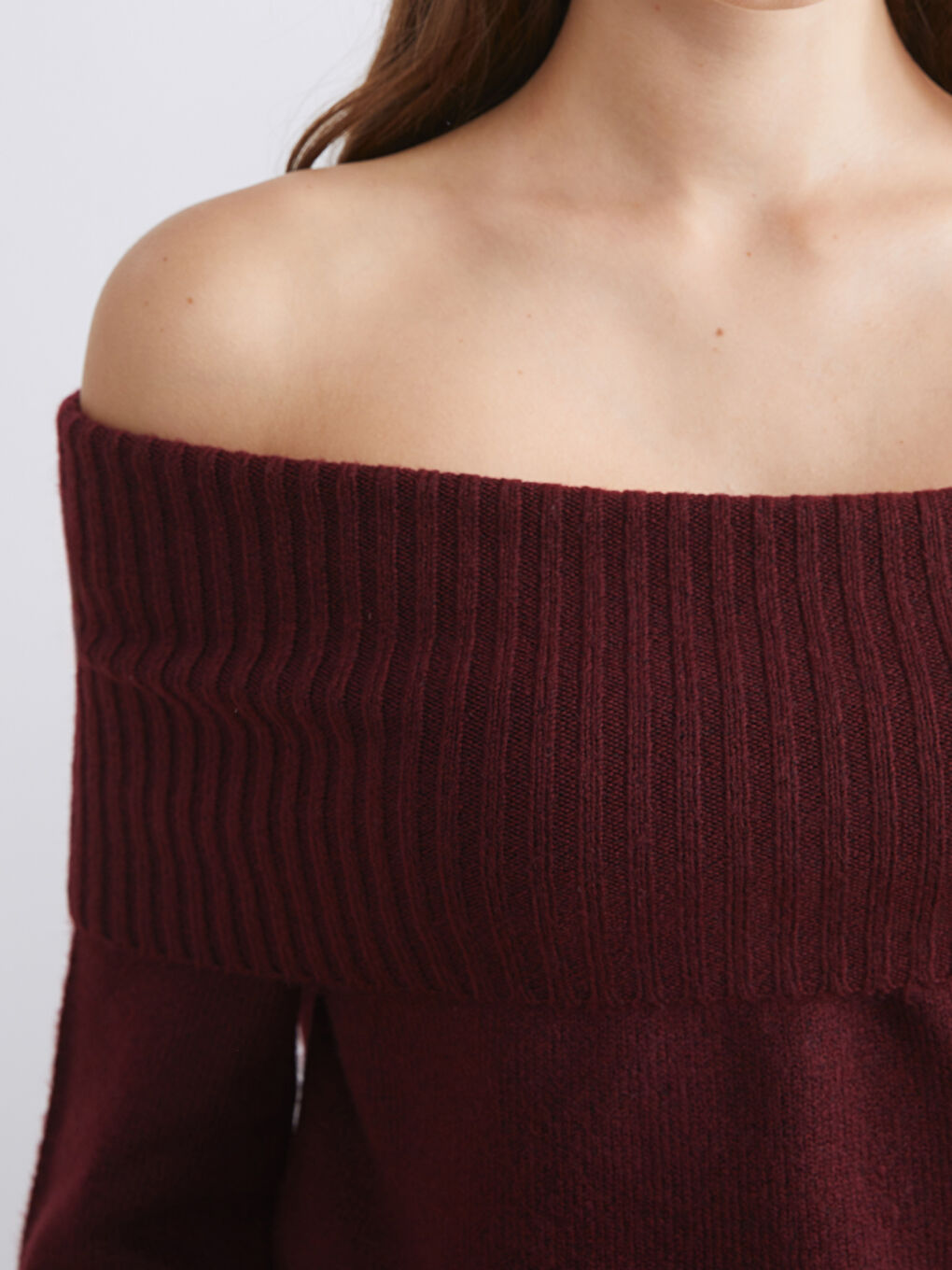 Slash Neck Women's Knitwear Sweater-2