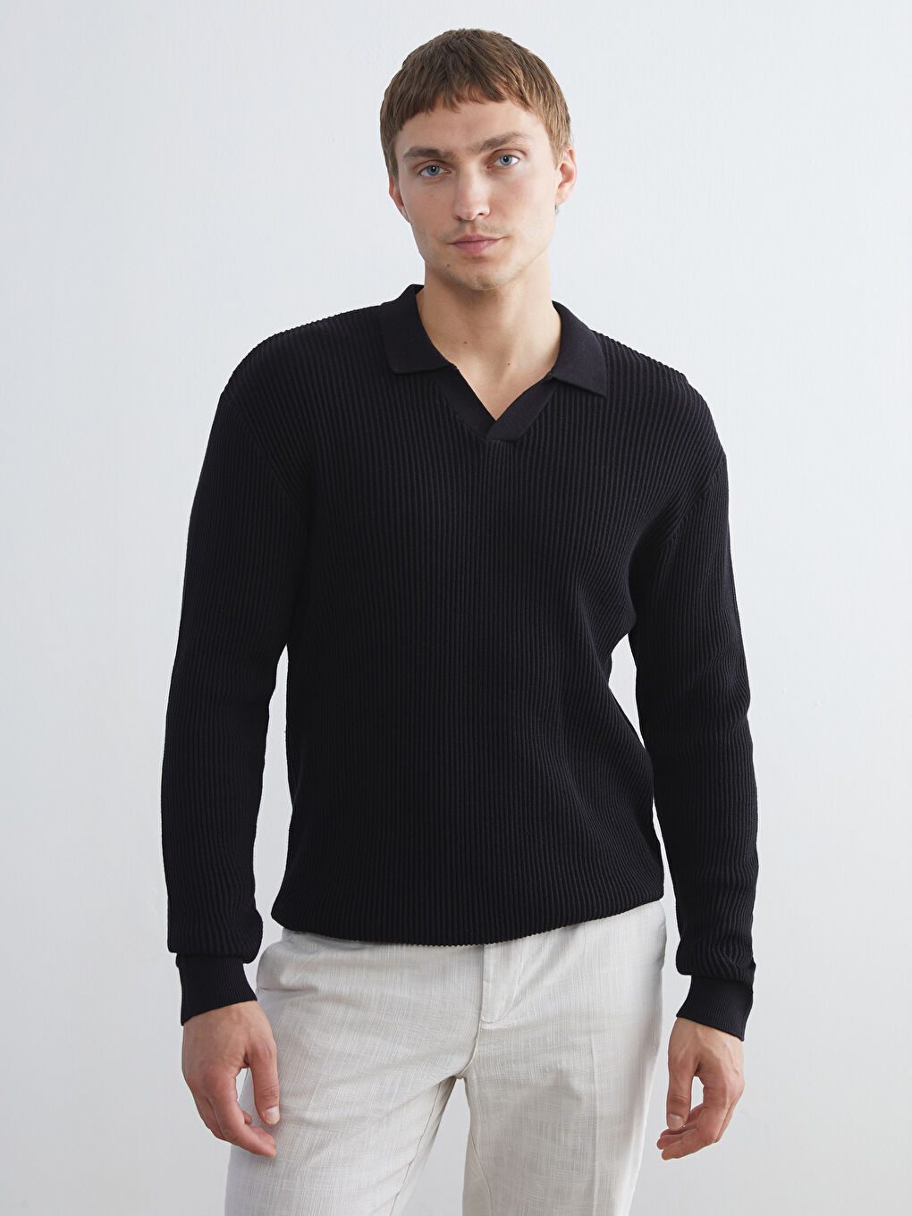 Polo Neck Men's Knitwear Sweater