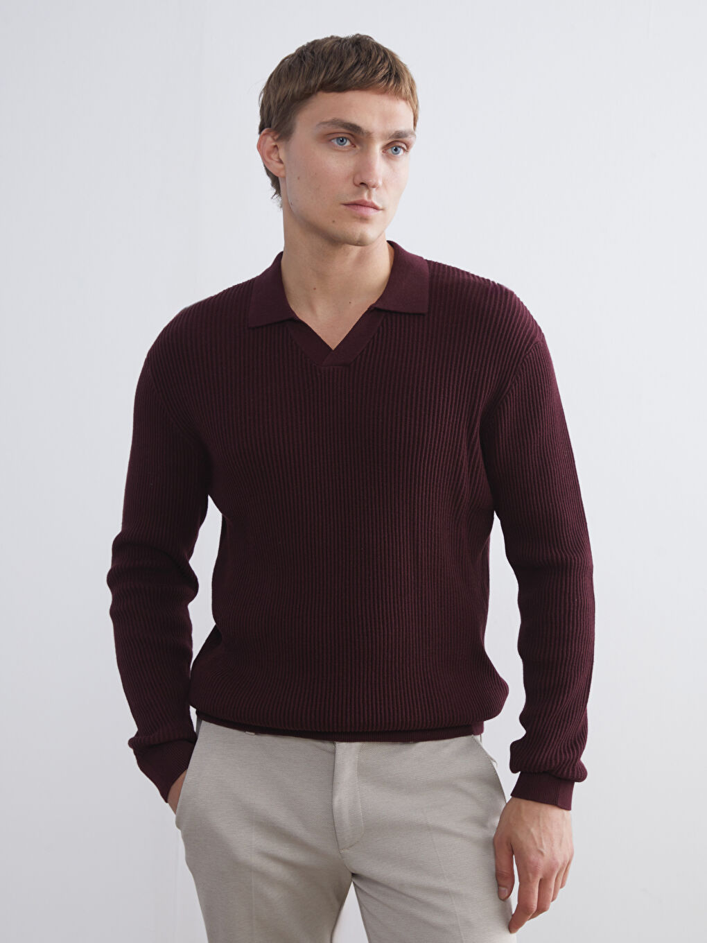 Polo Neck Men's Knitwear Sweater