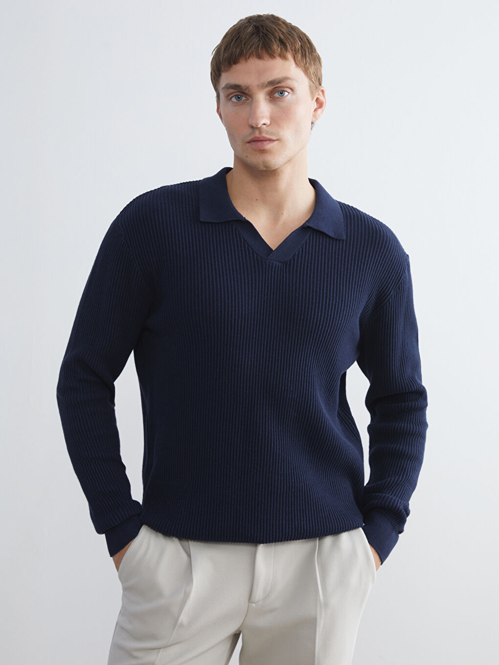 Polo Neck Men's Knitwear Sweater