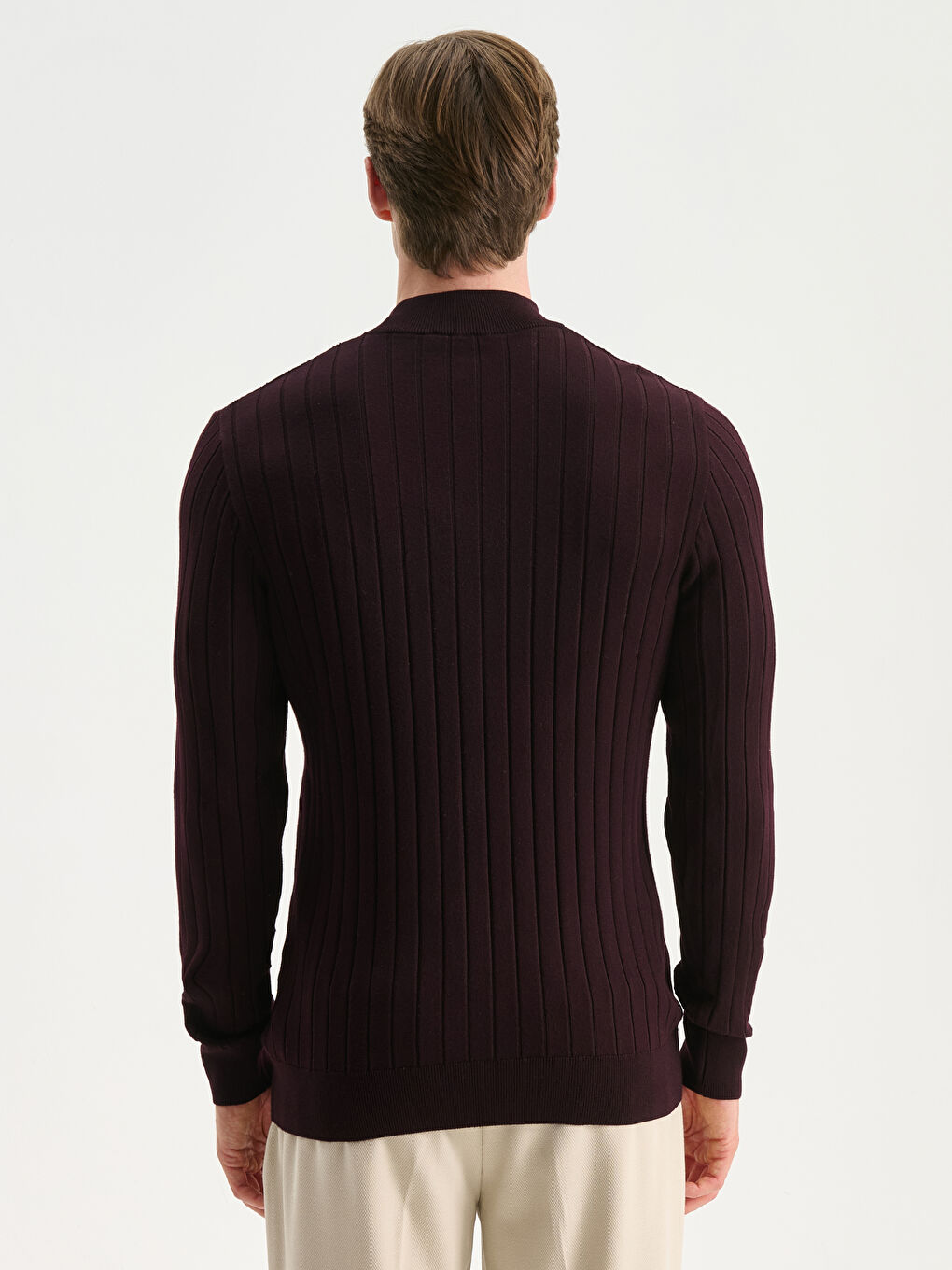 Ерлерге арналған жартылай биік жағалы трикотаж жемпір-3