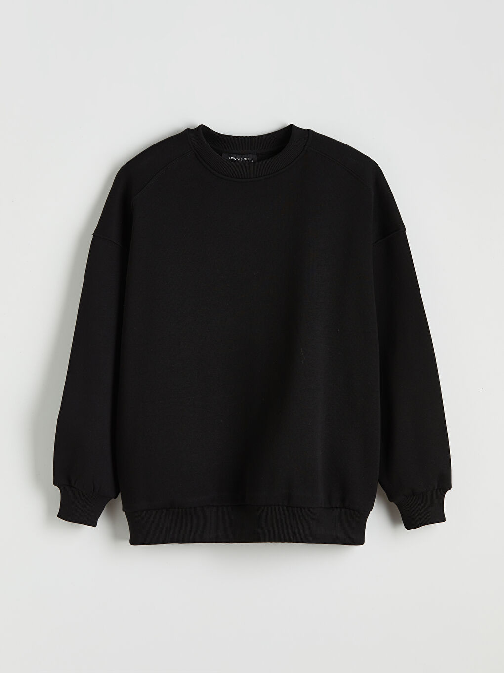 Siyah Bisiklet Yaka Oversize Kadın Kalın Sweatshirt-4