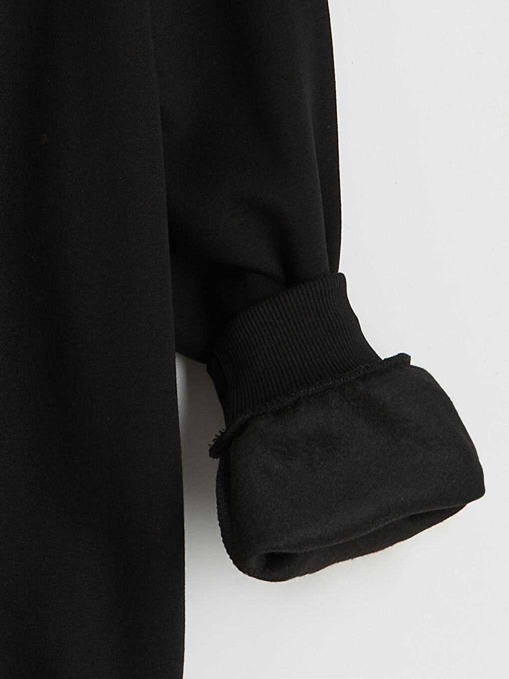 Siyah Bisiklet Yaka Oversize Kadın Kalın Sweatshirt-5