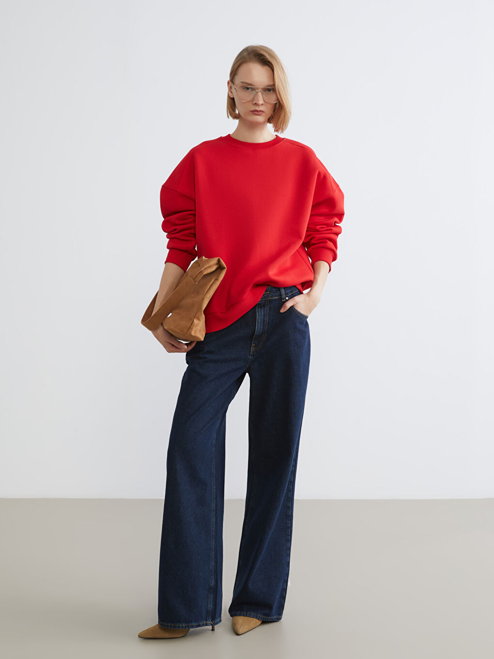 Crew Neck Oversize Women's Thick Sweatshirt-1