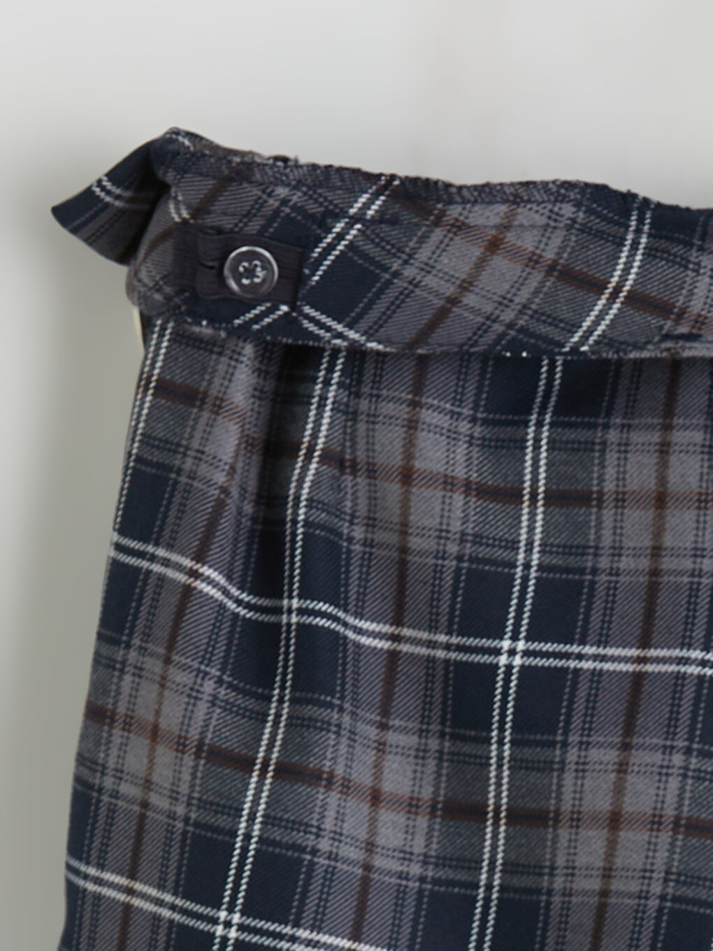 Lacivert Beli Lastikli Ekose Kız Çocuk Şort Etek-3