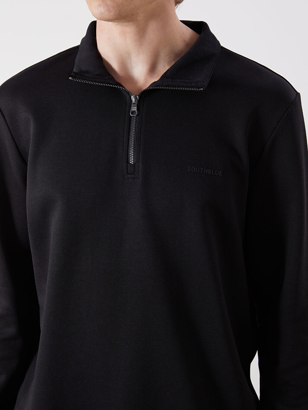 Zippered Funnel Neck Long Sleeve Men's Sweatshirt-2