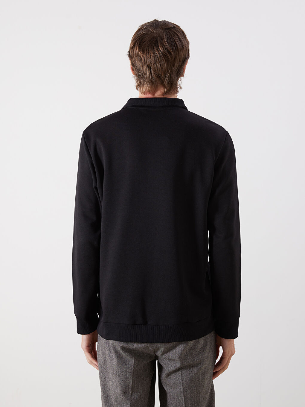 Zippered Funnel Neck Long Sleeve Men's Sweatshirt-3