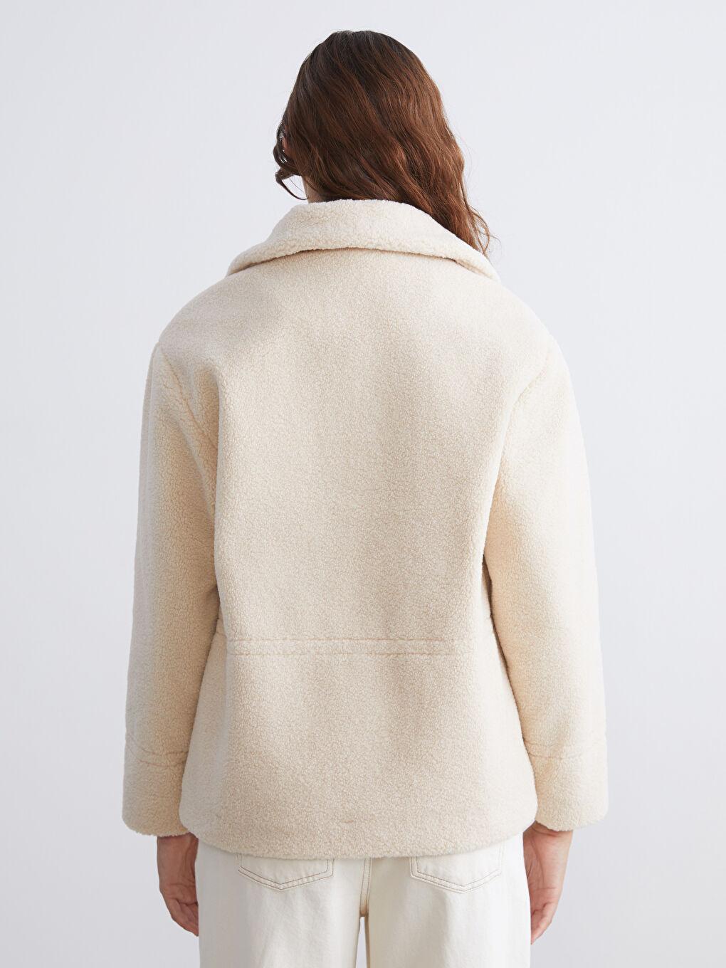 Collared Neck Women's Plush Coat-4