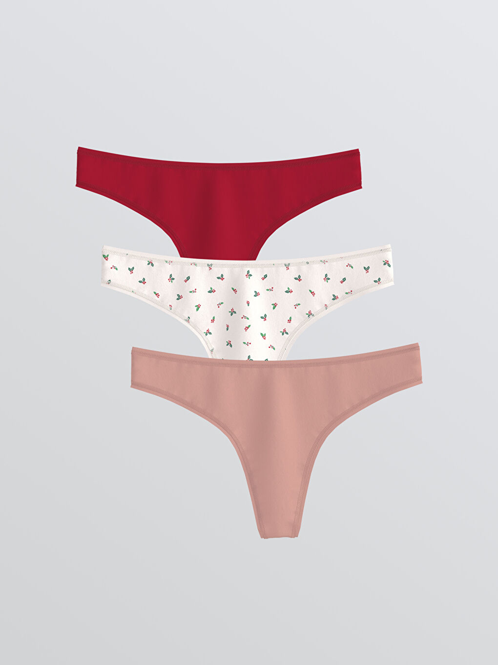 Pembe Baskılı Tanga Külot 3'lü