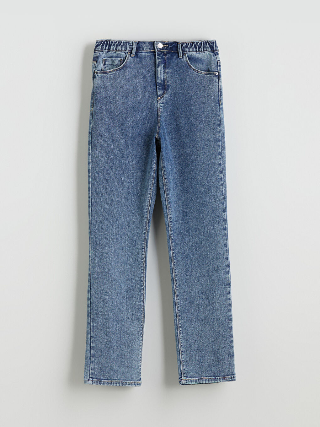 İndigo Beli Lastikli Slim Fit Kadın Jean Pantolon-5