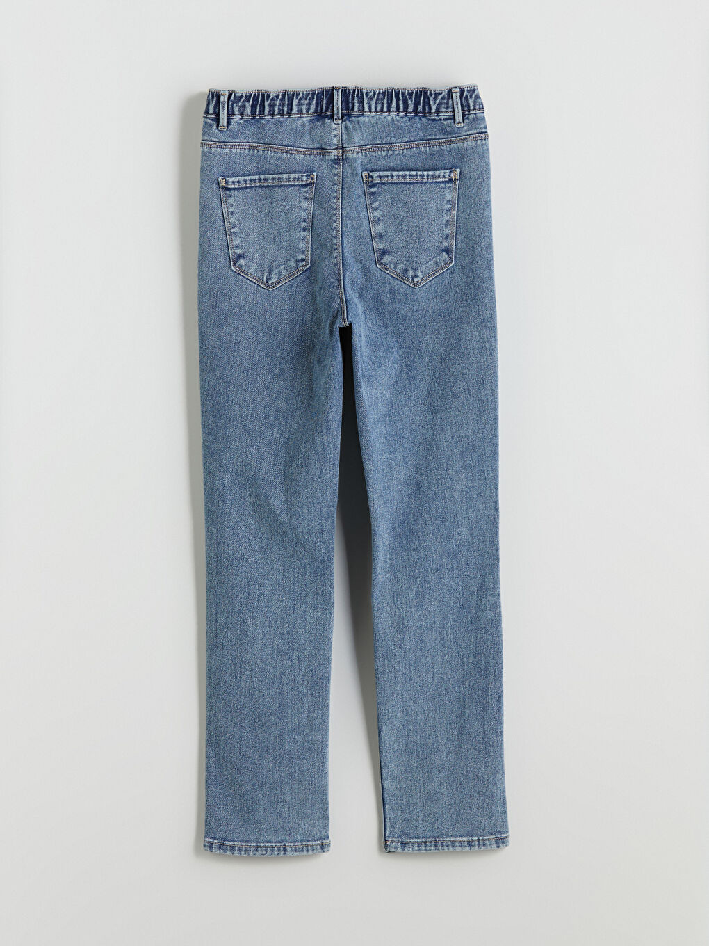 İndigo Beli Lastikli Slim Fit Kadın Jean Pantolon-6