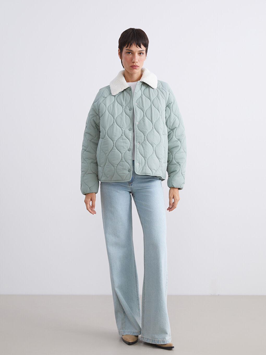 Woman GREEN Puffer Coat-1