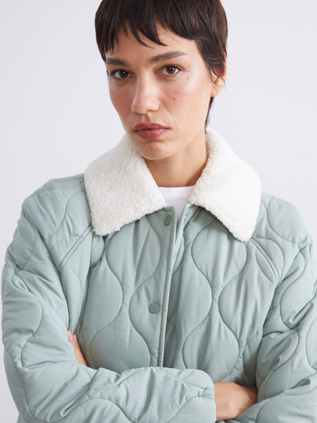 Woman GREEN Puffer Coat-2