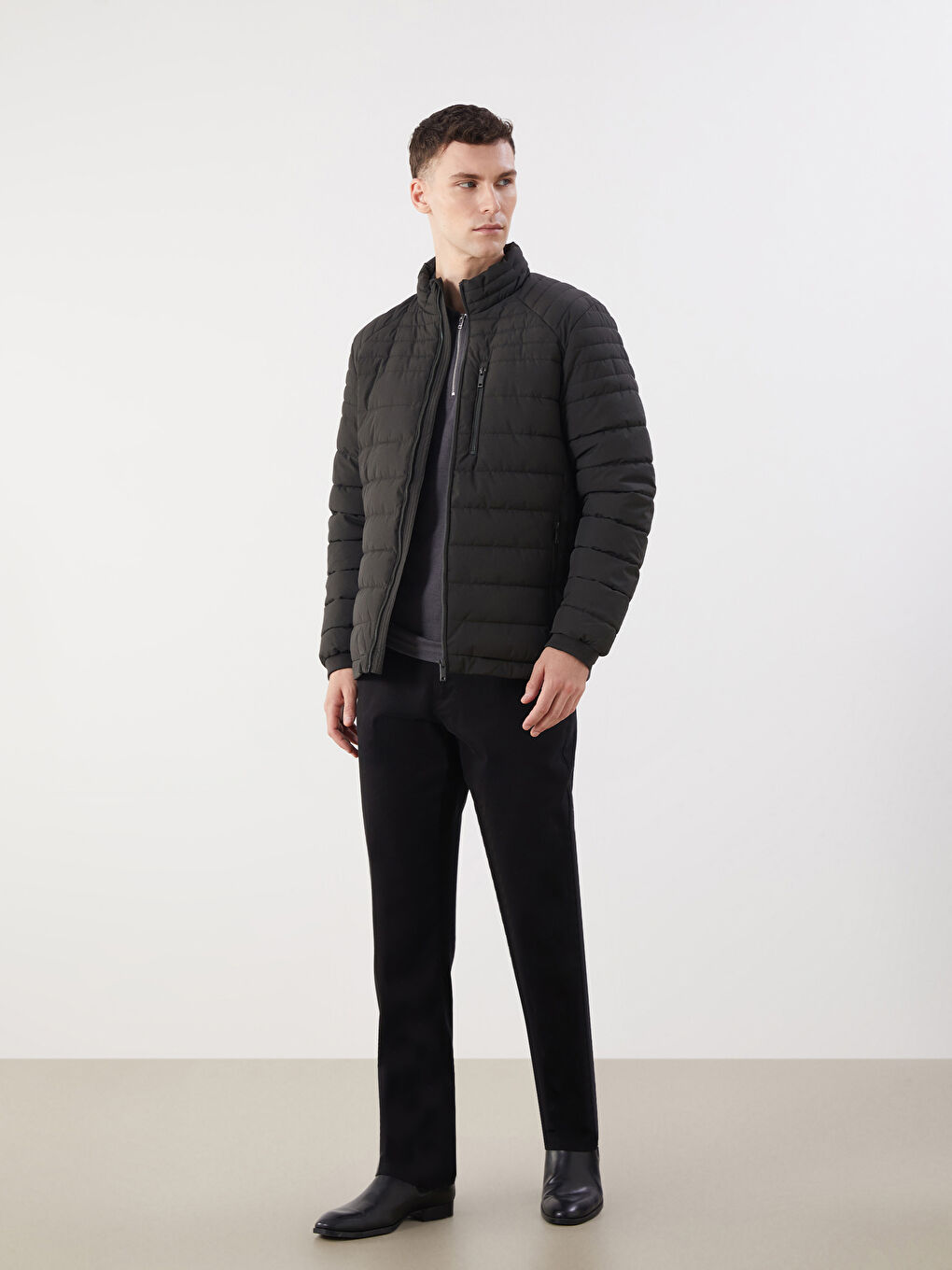 Standard Fit Funnel Neck Men's Puffer Coat-1