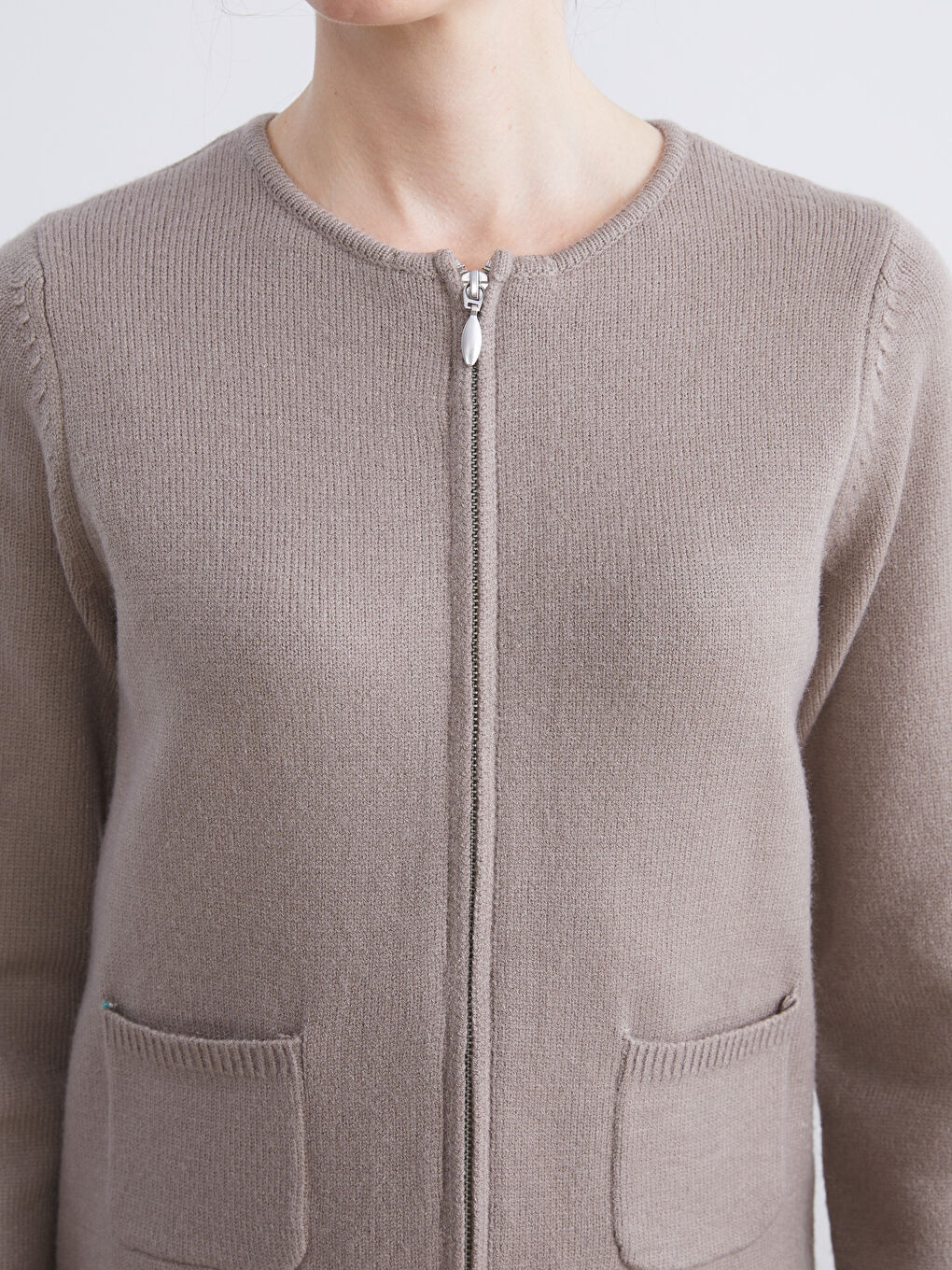 Crew Neck Women's Knitwear Cardigan-2
