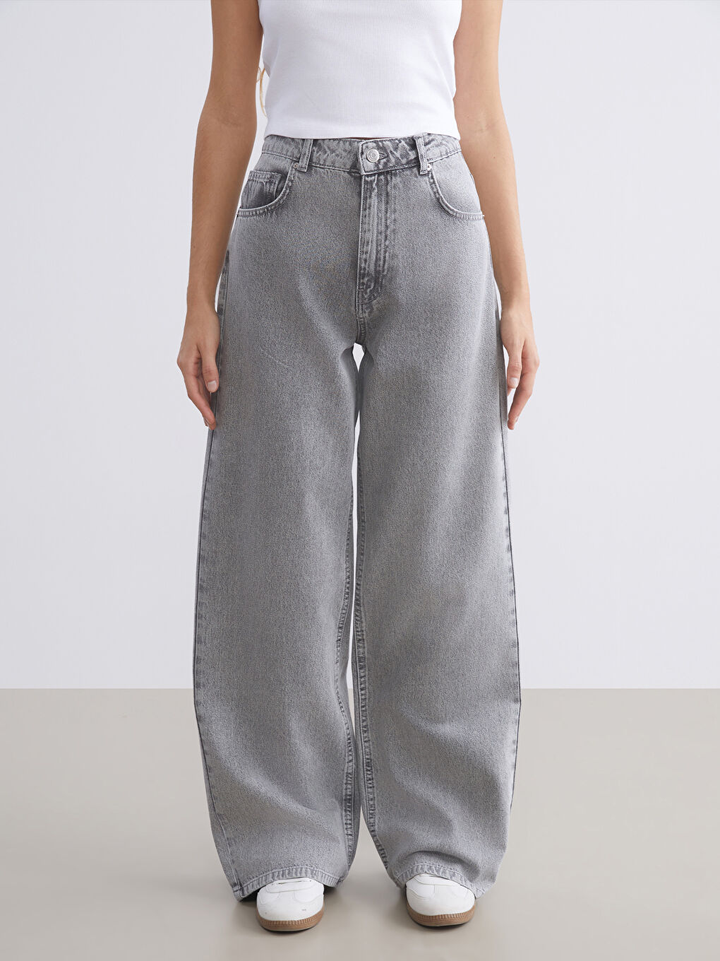جينز واسع الساق عالي الخصر للسيدات-2