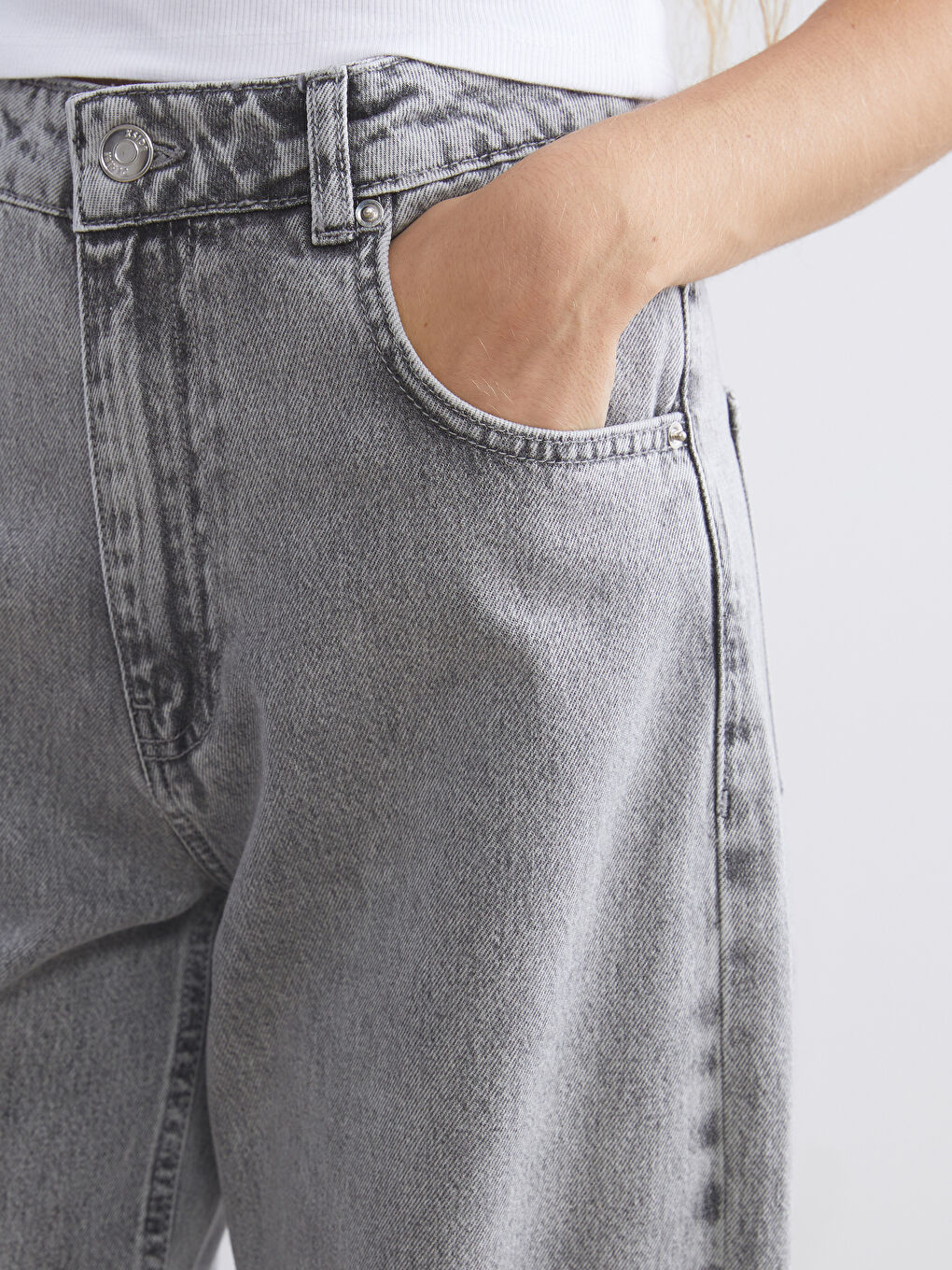 جينز واسع الساق عالي الخصر للسيدات-4