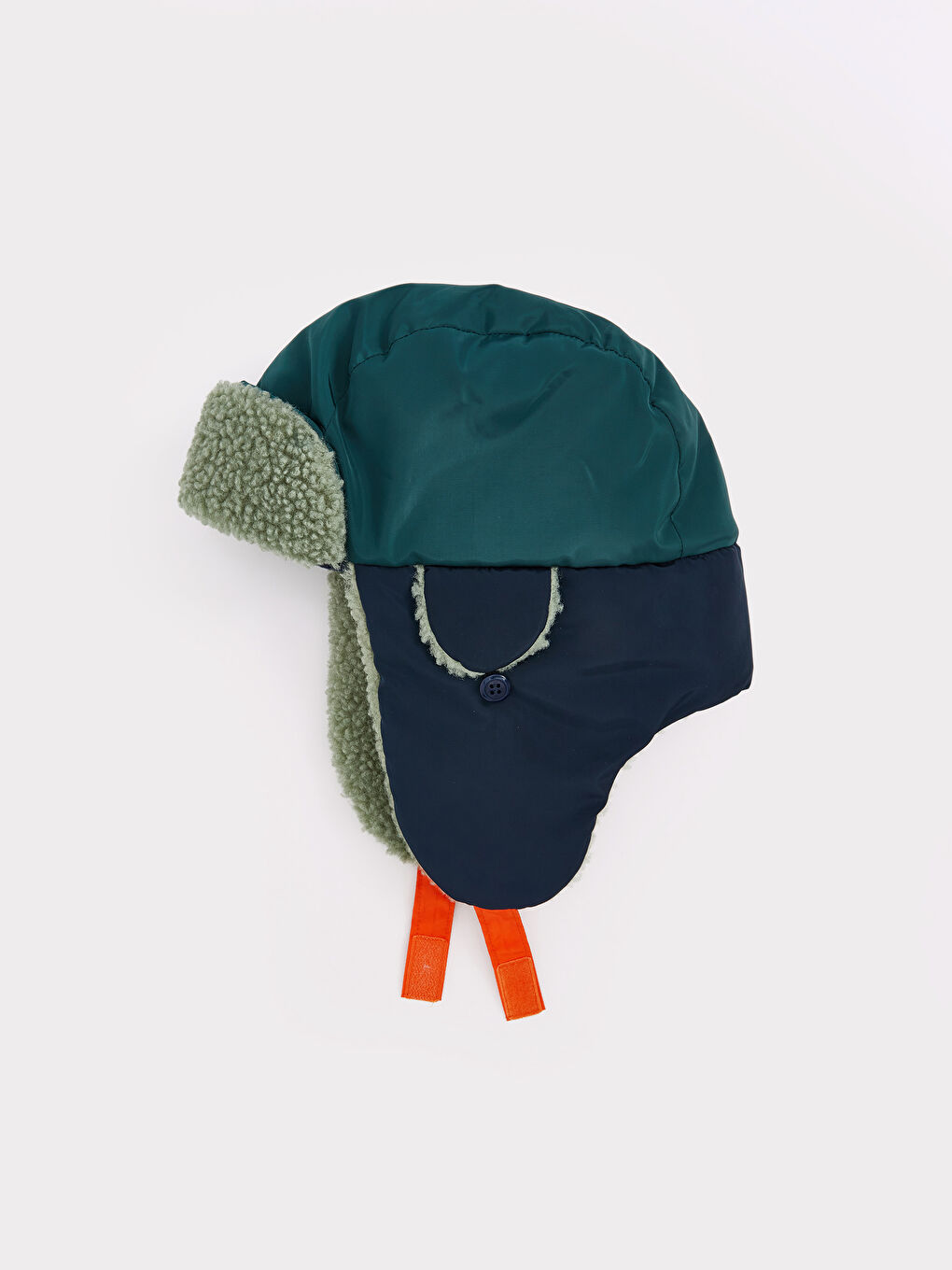 Yeşil İçi Kürklü Erkek Çocuk Kar Şapkası-1