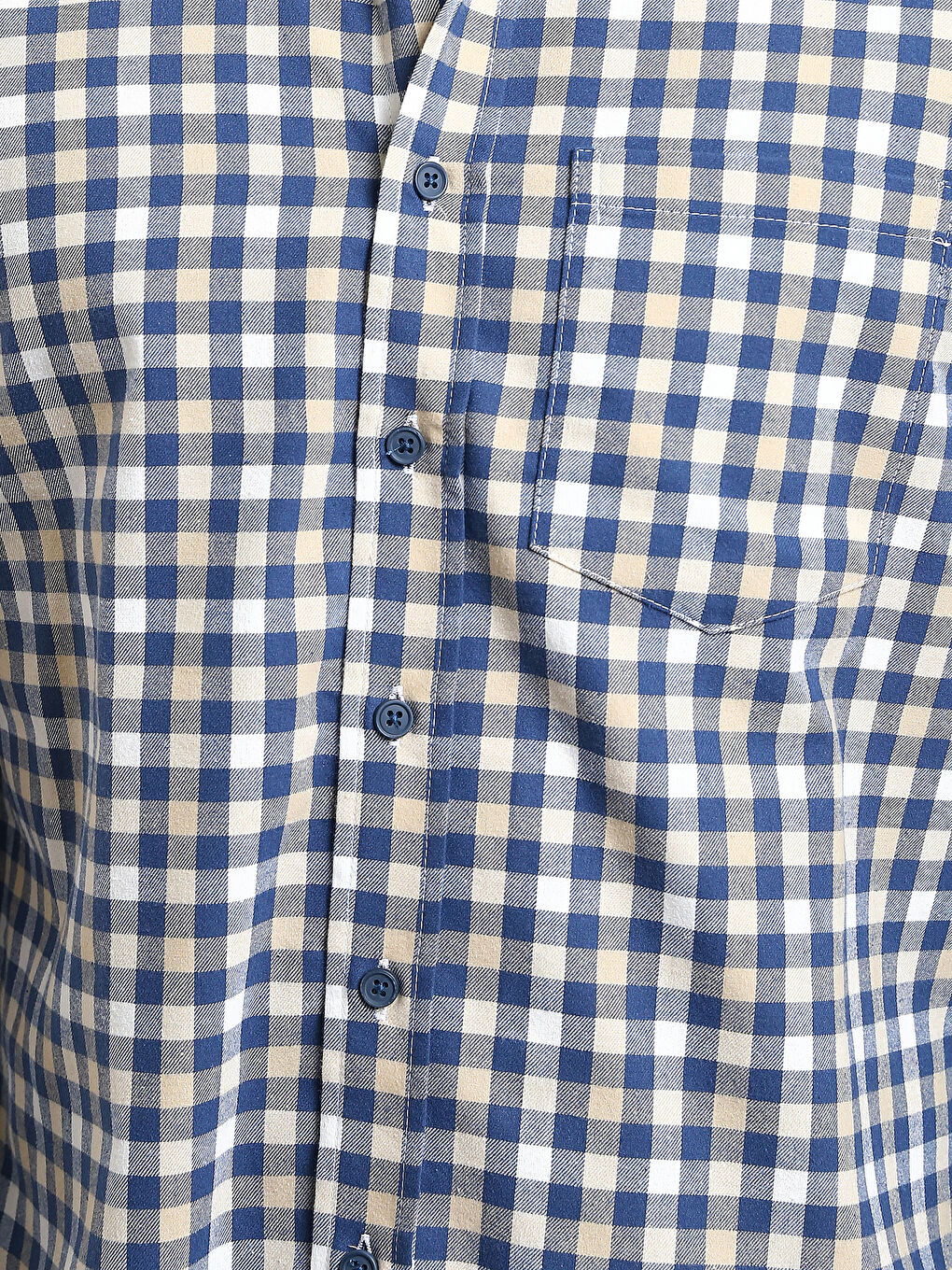 قميص رجالي كاروهات كم طويل بقصة عادية من قماش الجبردين-2