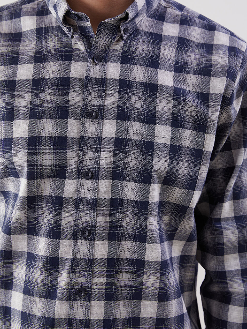 Regular Fit Long Sleeve Plaid Poplin Men's Shirt-2