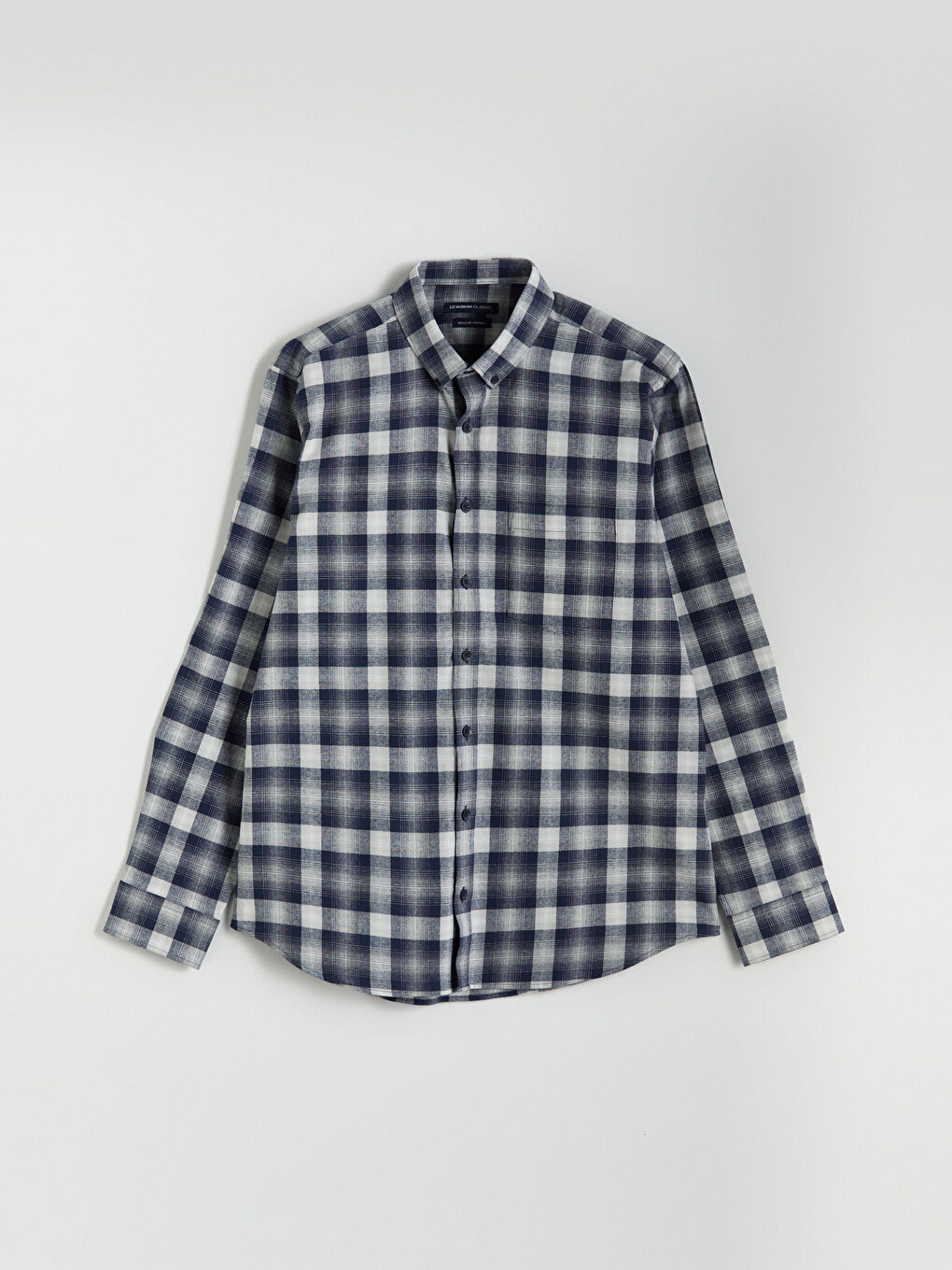 Regular Fit Long Sleeve Plaid Poplin Men's Shirt-4