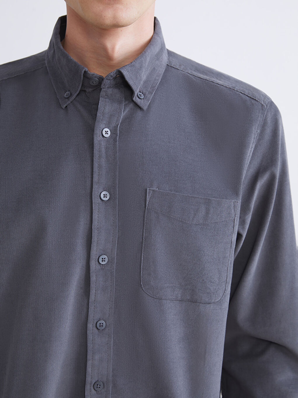 Regular Fit Long Sleeve Velvet Men's Shirt-2