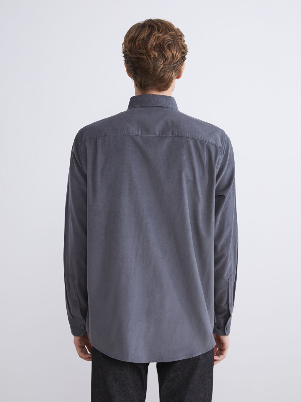 Regular Fit Long Sleeve Velvet Men's Shirt-3