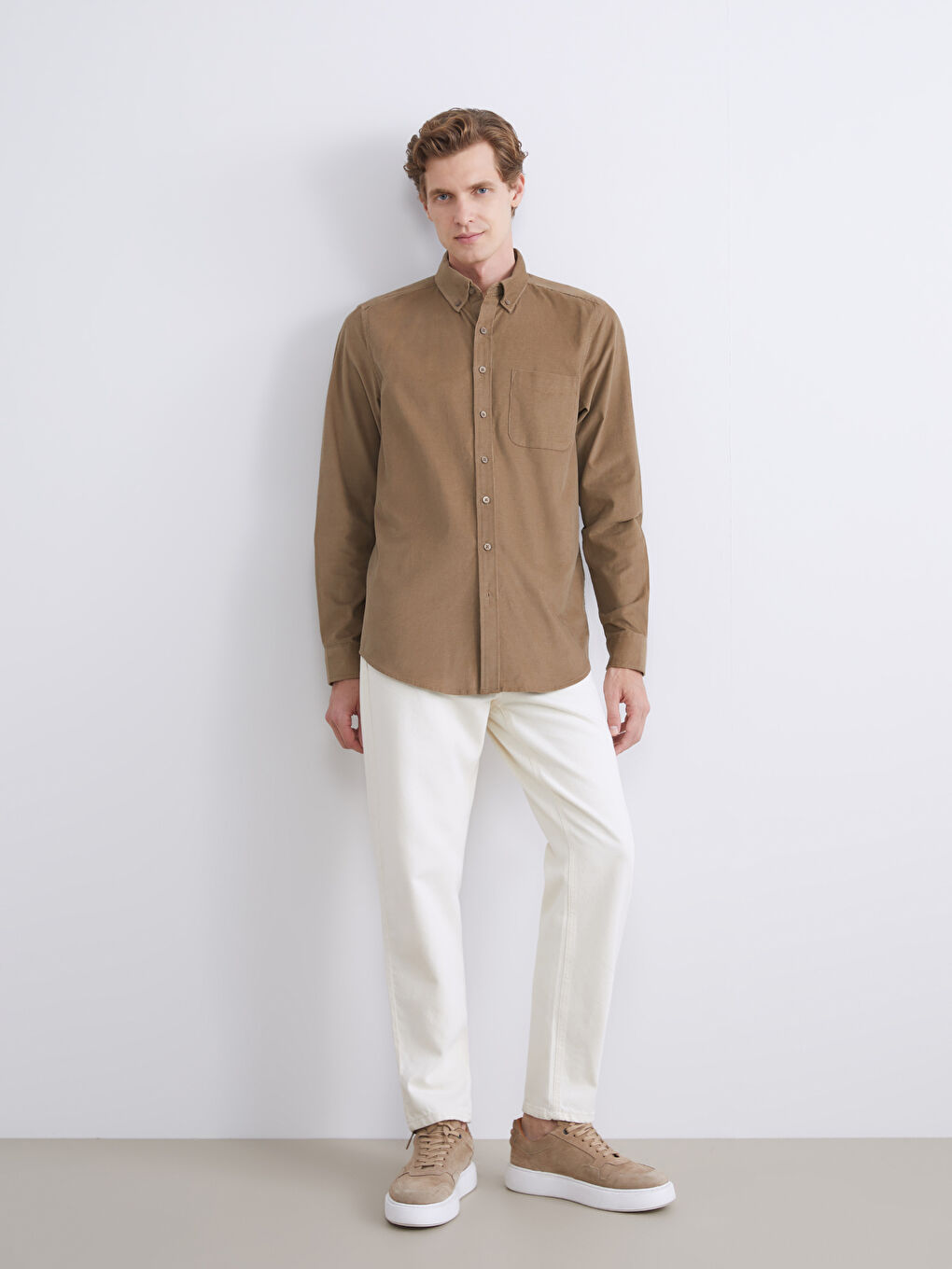 Regular Fit Long Sleeve Velvet Men's Shirt-2