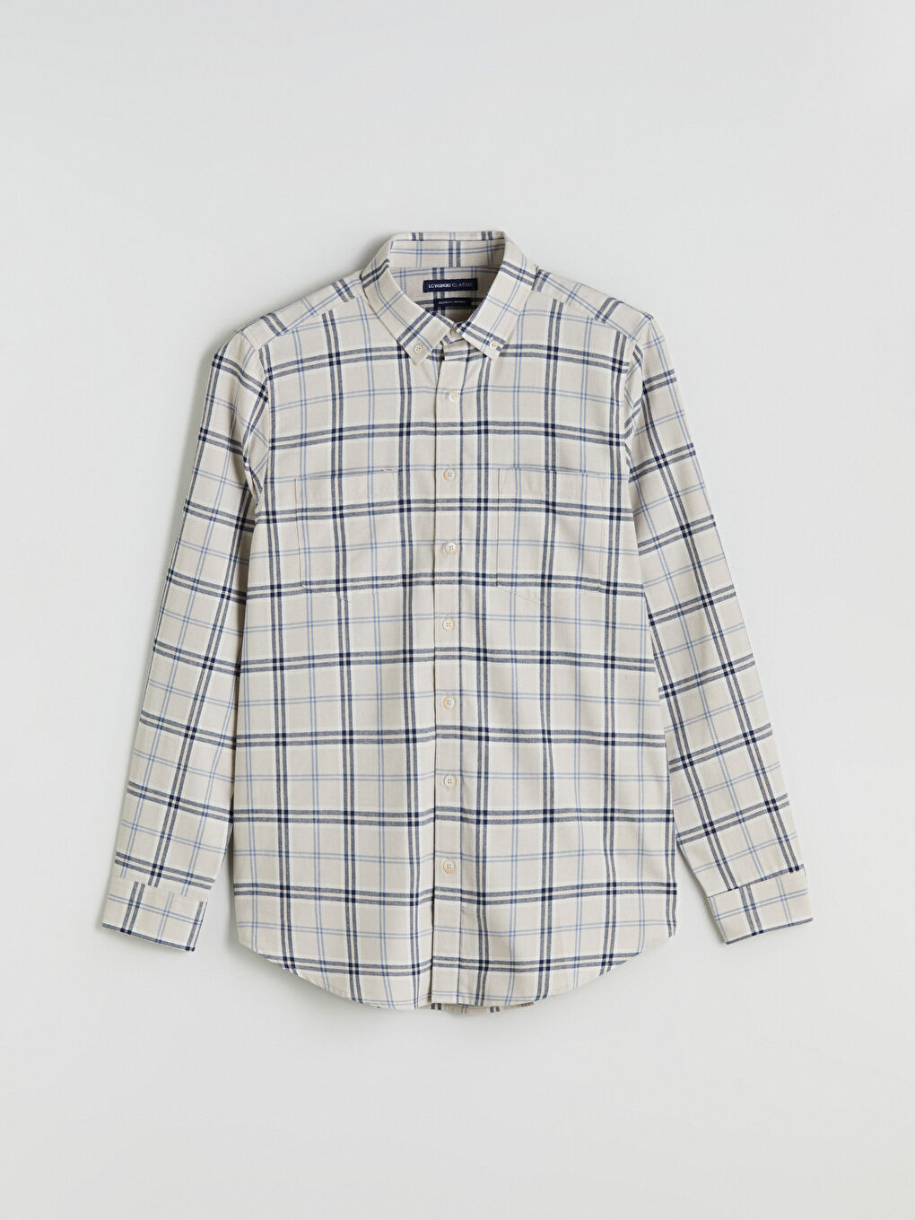 قميص رجالي بنقشة المربعات بقصة عادية-4