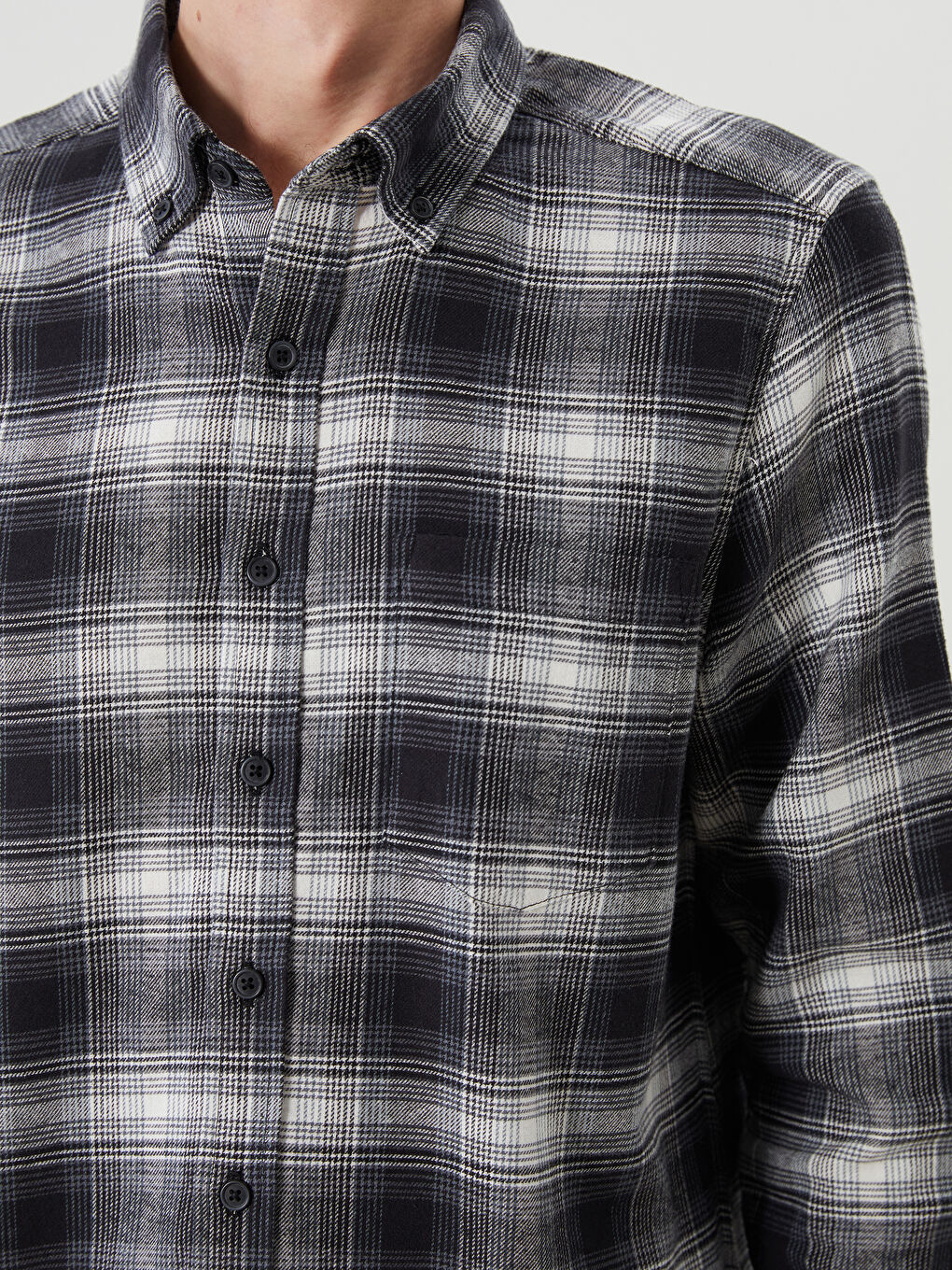 Regular Fit Long Sleeve Plaid Poplin Men's Shirt-2