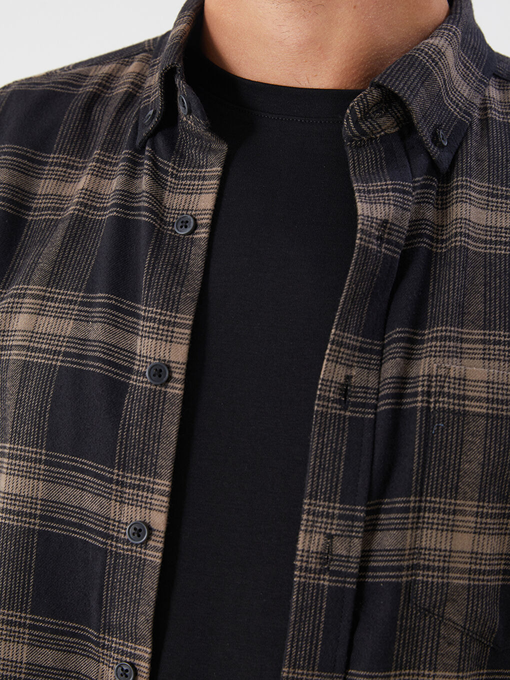Regular Fit Long Sleeve Plaid Poplin Men's Shirt-2