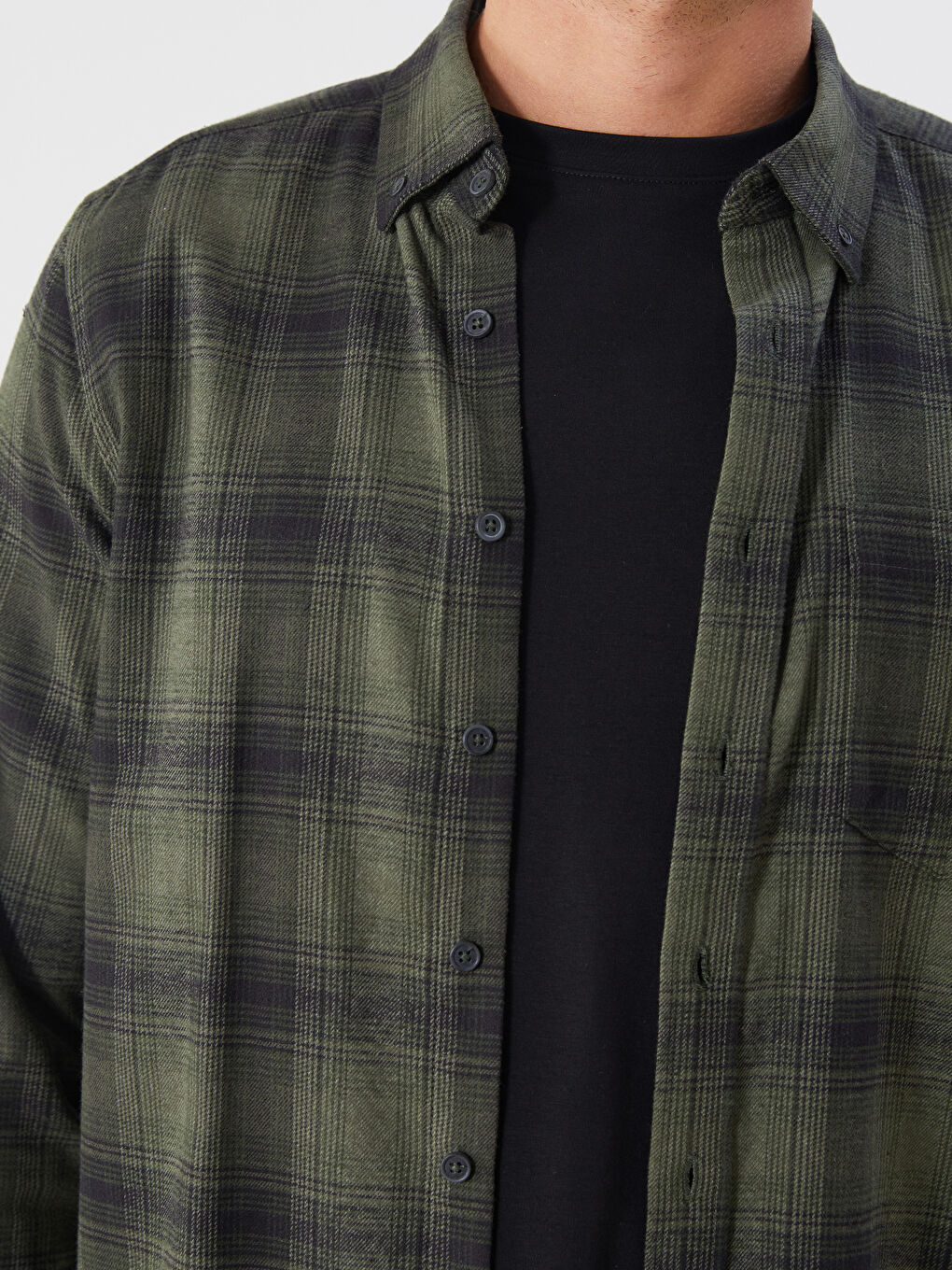 Regular Fit Long Sleeve Plaid Poplin Men's Shirt-4
