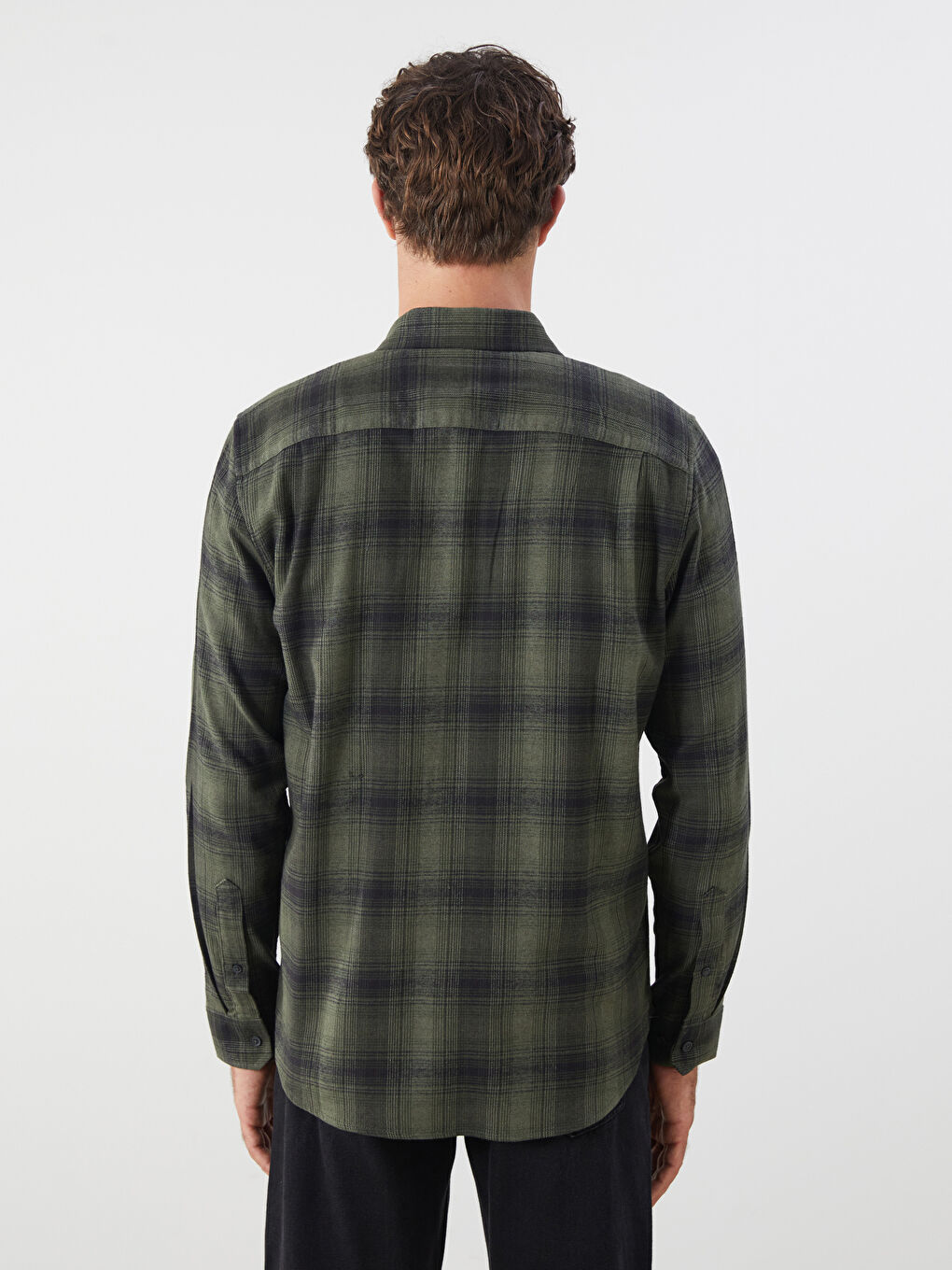 Regular Fit Long Sleeve Plaid Poplin Men's Shirt-6