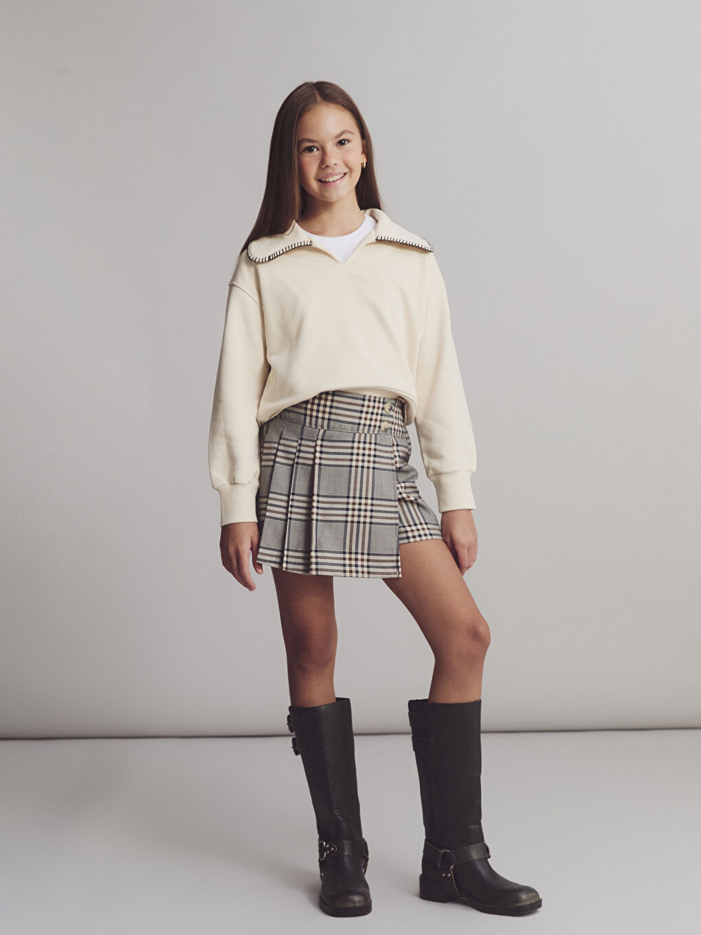 Polo Neck Girls' Sweatshirt-1