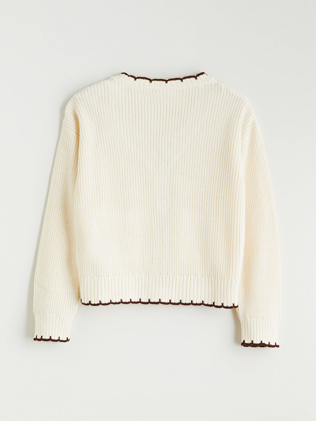 Bej V Yaka Kız Çocuk Triko Hırka-2