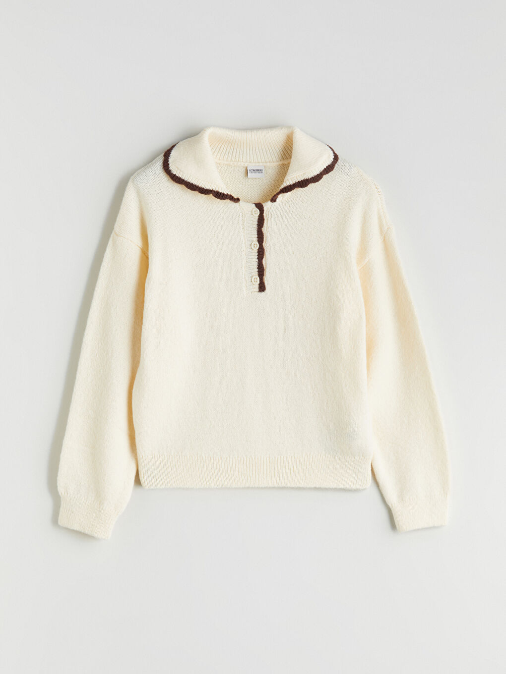 Polo Neck Girls' Knit Sweater