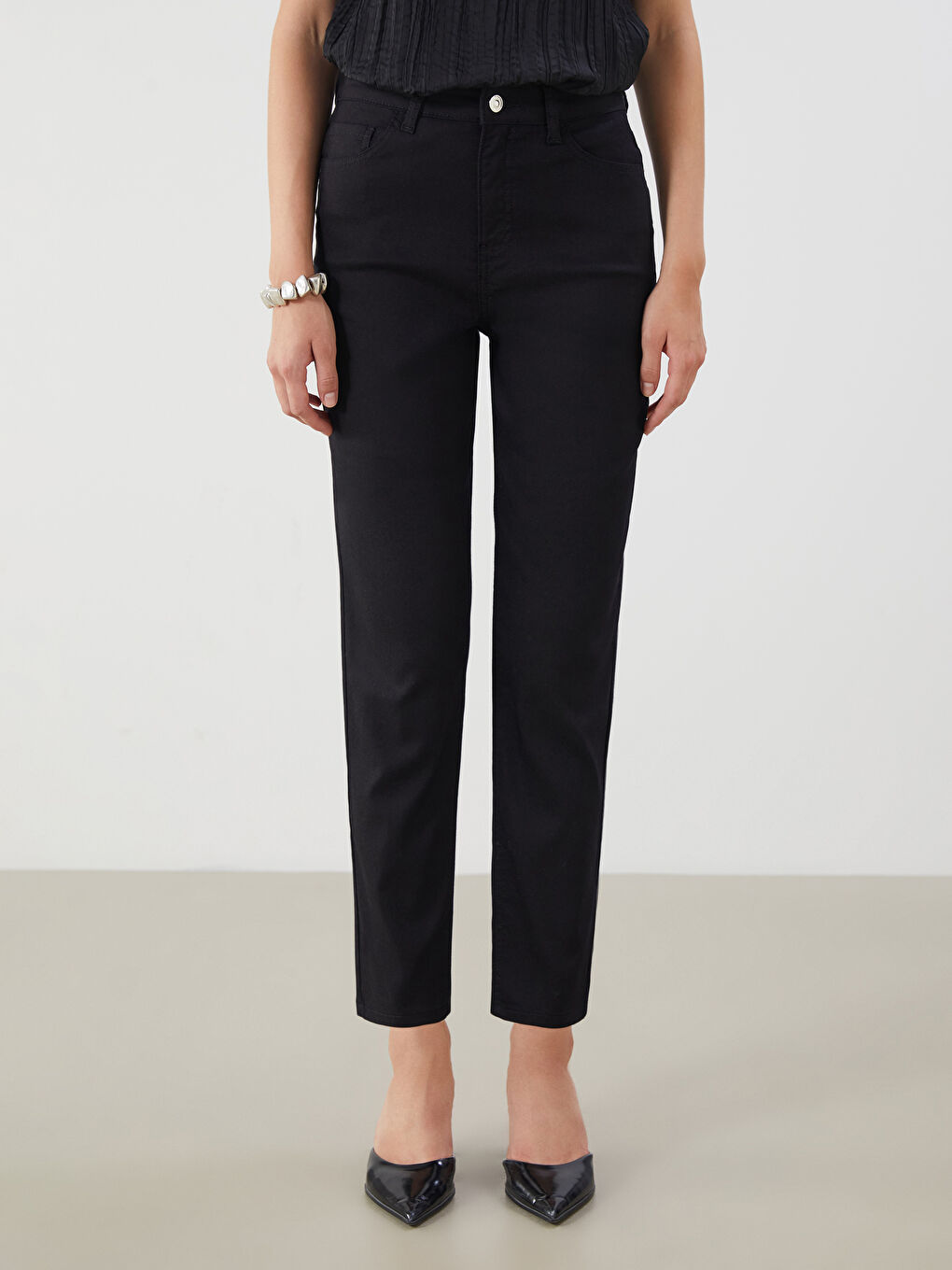 Siyah Slim Fit Kadın Jean Pantolon-2