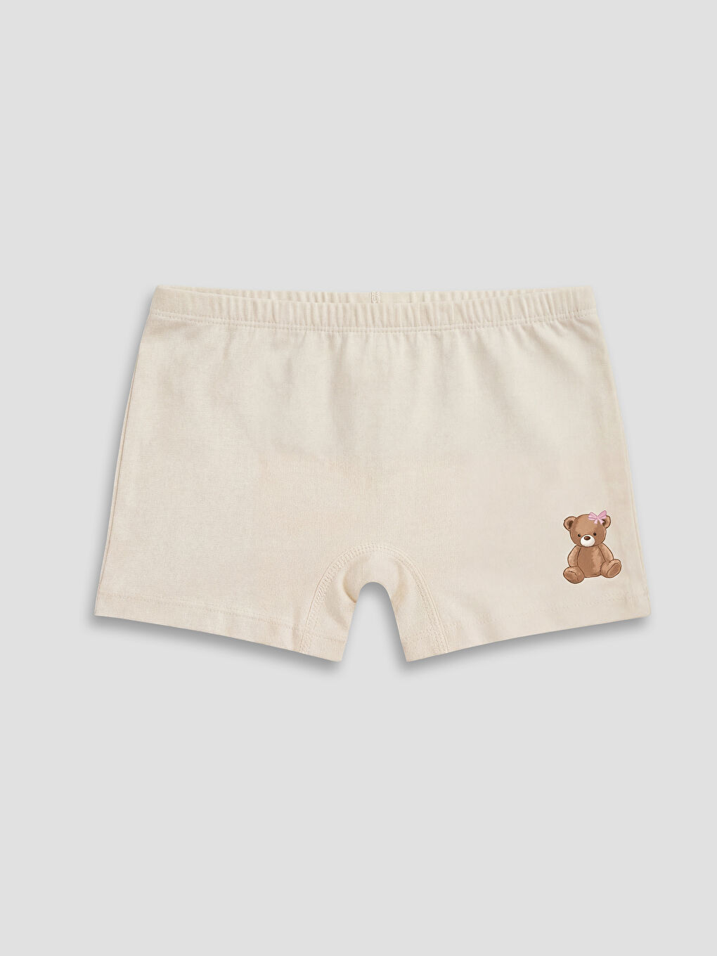 Ekru Ayı Teddy Baskılı Kız Çocuk Boxer 3'lü-3