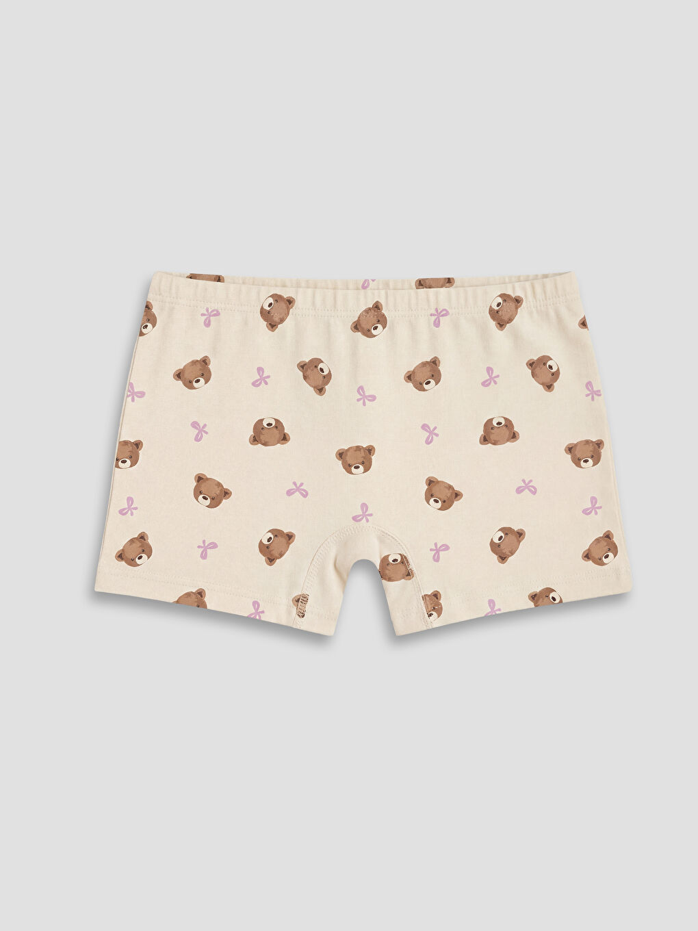 Ekru Ayı Teddy Baskılı Kız Çocuk Boxer 3'lü-4