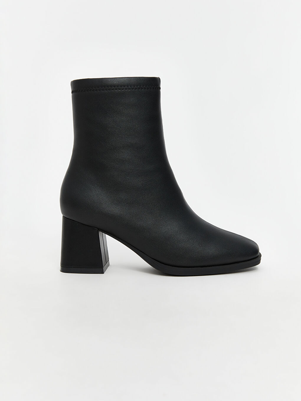 Women's Leather Look Zippered Heeled Boots-1