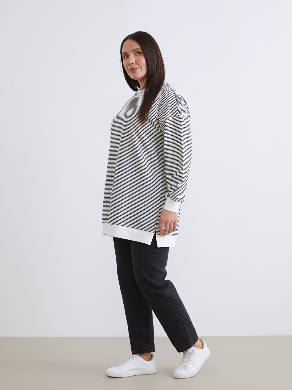 Siyah Mom Fit Kadın Jean Pantolon-1