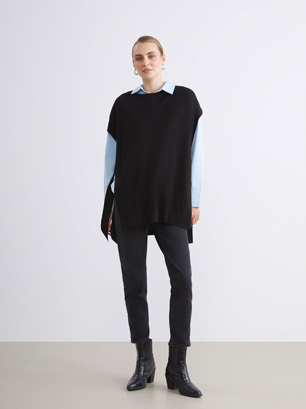 Siyah Mom Fit Kadın Jean Pantolon