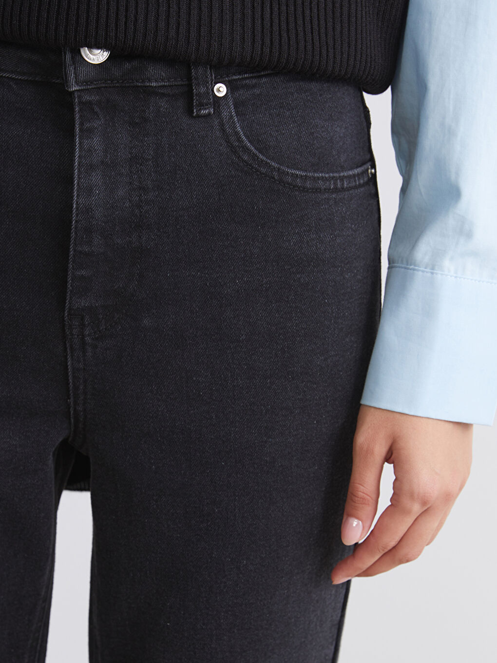 Siyah Mom Fit Kadın Jean Pantolon-6