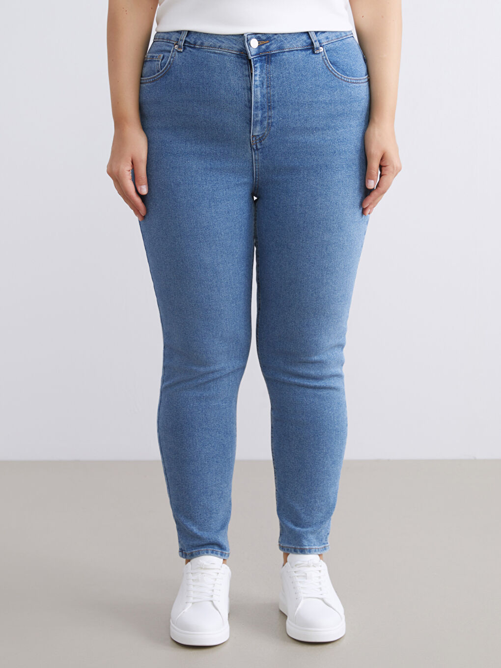 İndigo Mom Fit Kadın Jean Pantolon-5