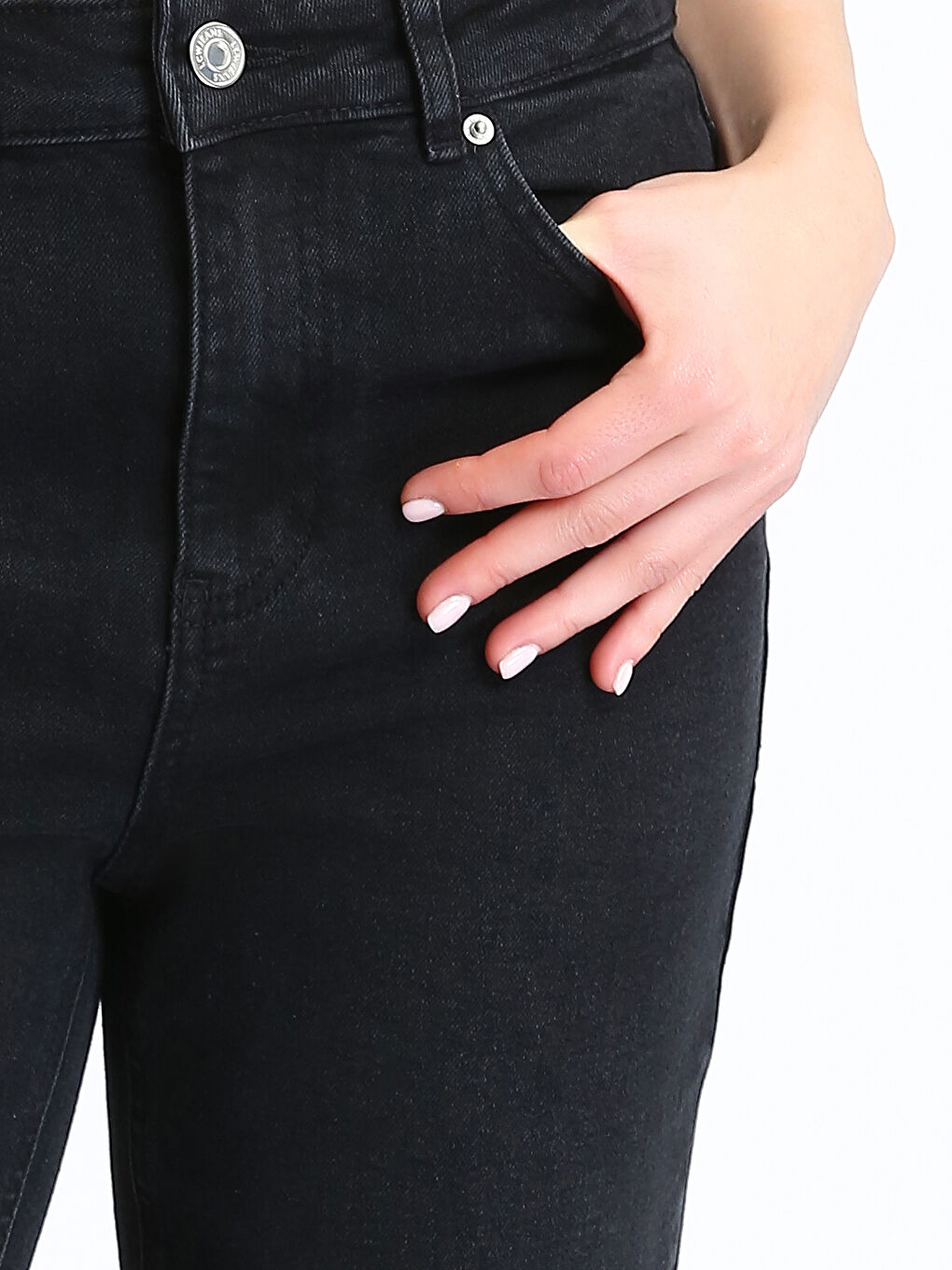 Siyah Mom Fit Kadın Jean Pantolon-5