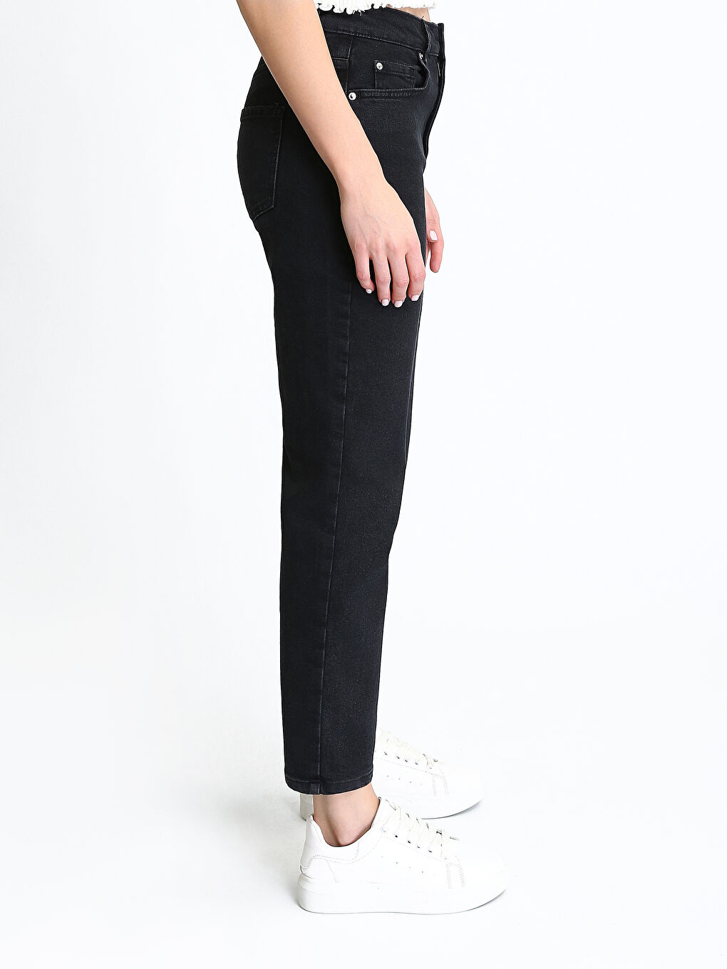 Siyah Mom Fit Kadın Jean Pantolon-7