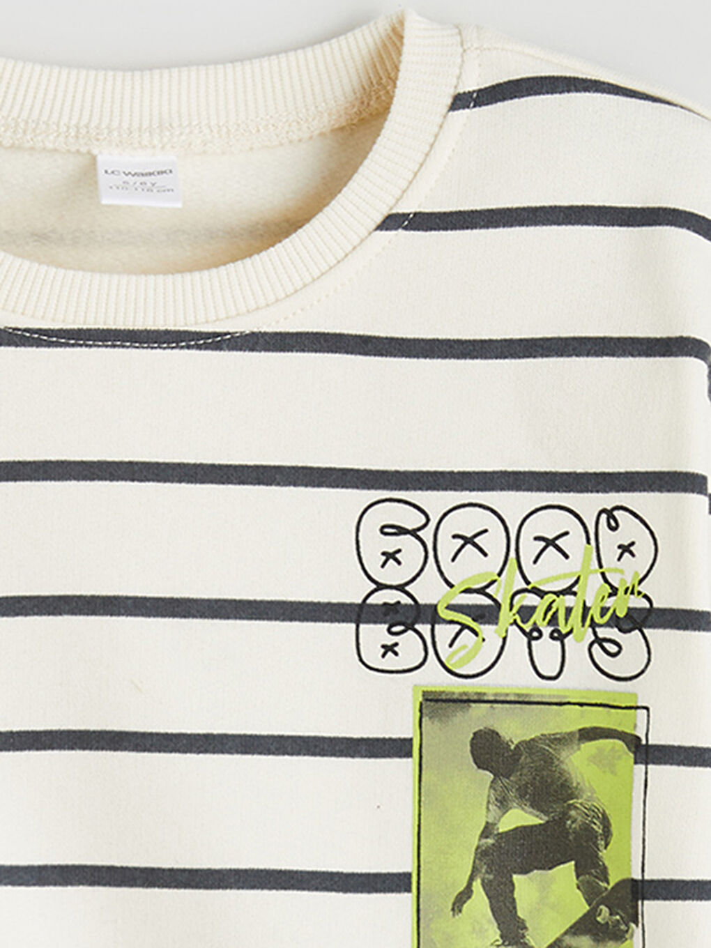 Bej Bisiklet Yaka Baskılı Erkek Çocuk Sweatshirt-2