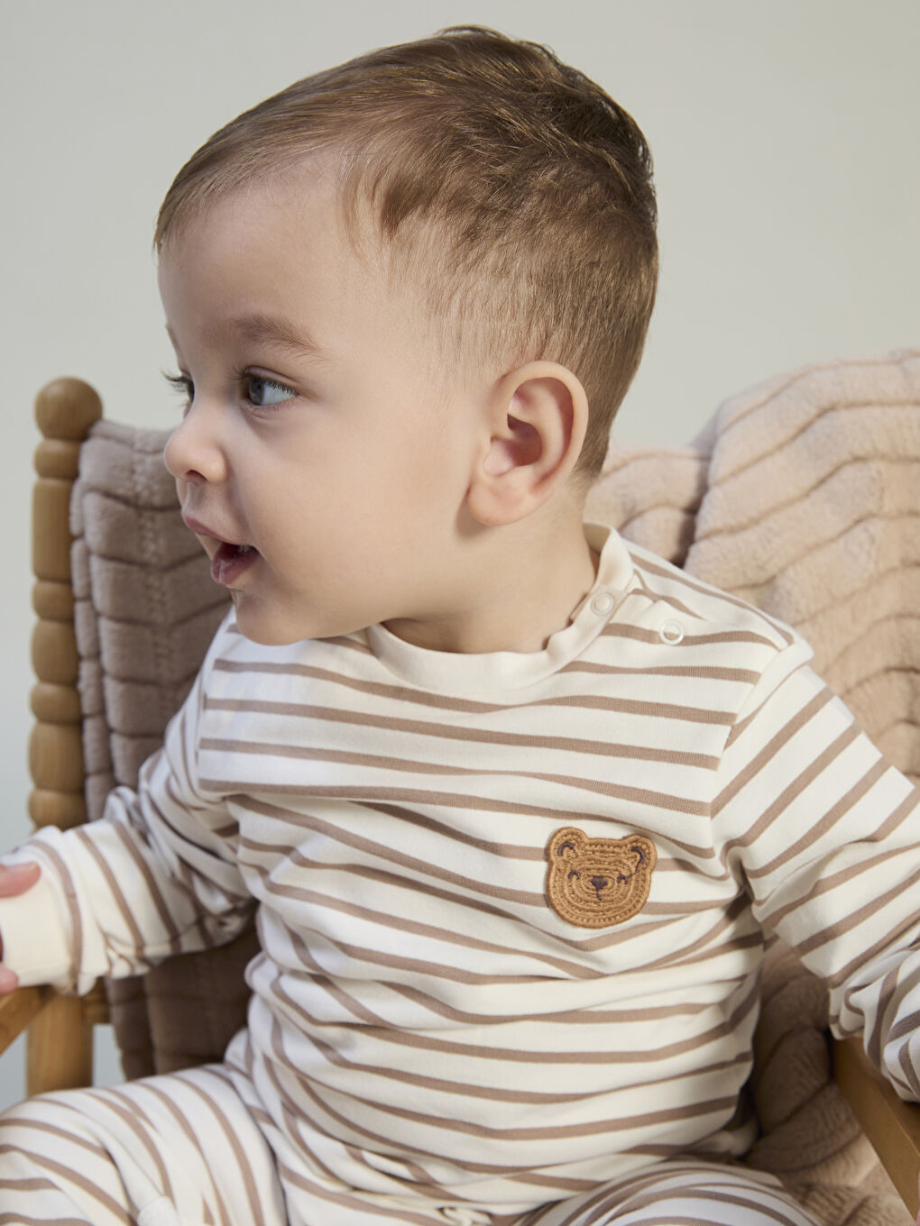 Crew Neck Striped Baby Boys' Jumpsuit-1