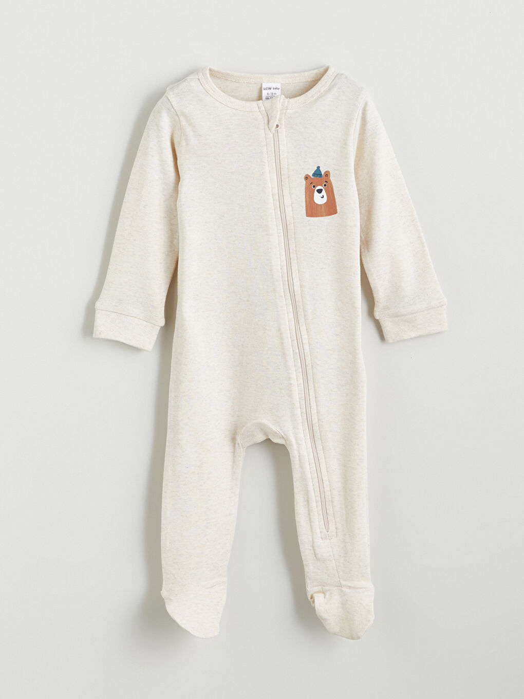 Ekru Baskılı Erkek Bebek Tulum