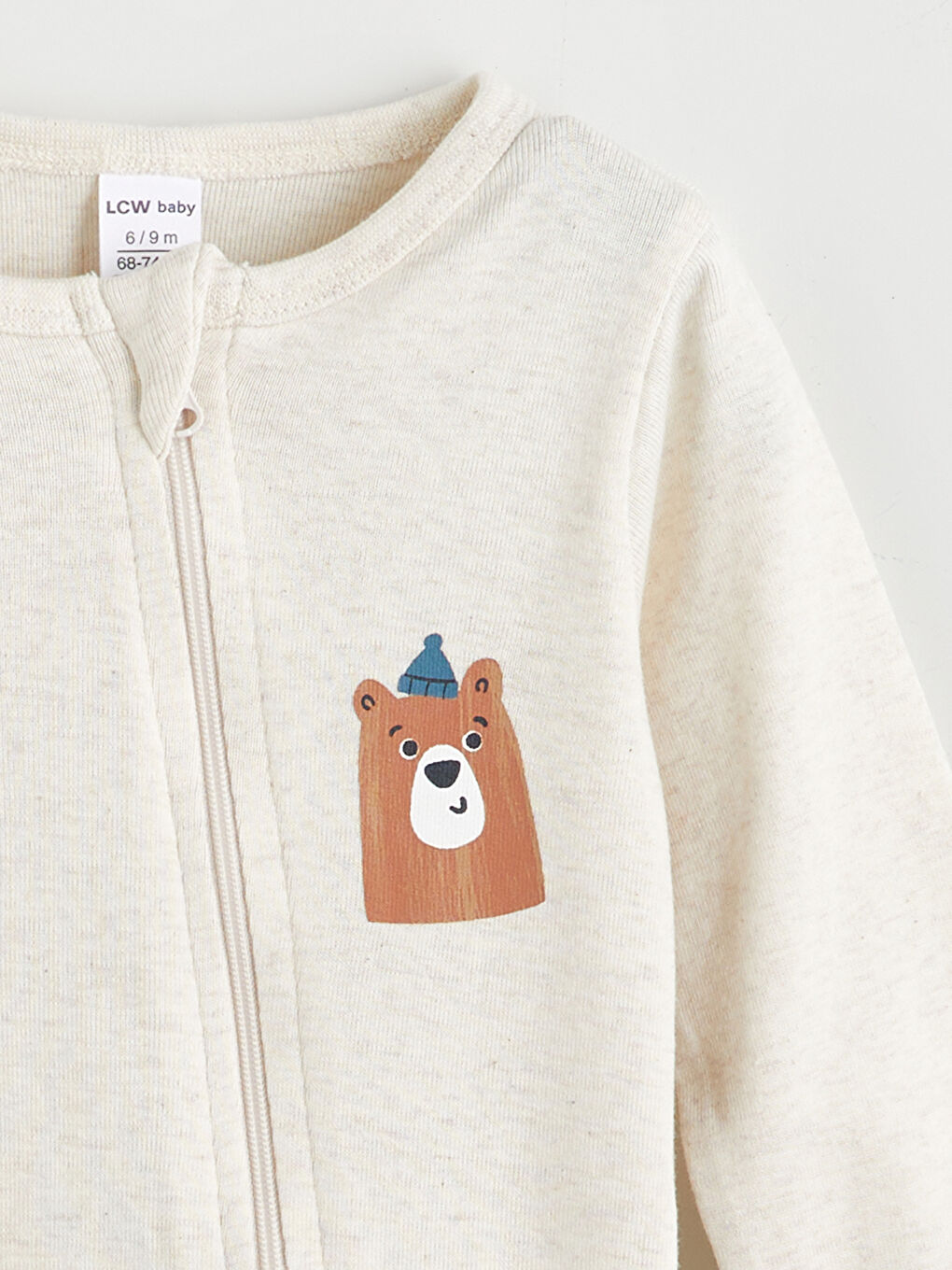 Ekru Baskılı Erkek Bebek Tulum-2